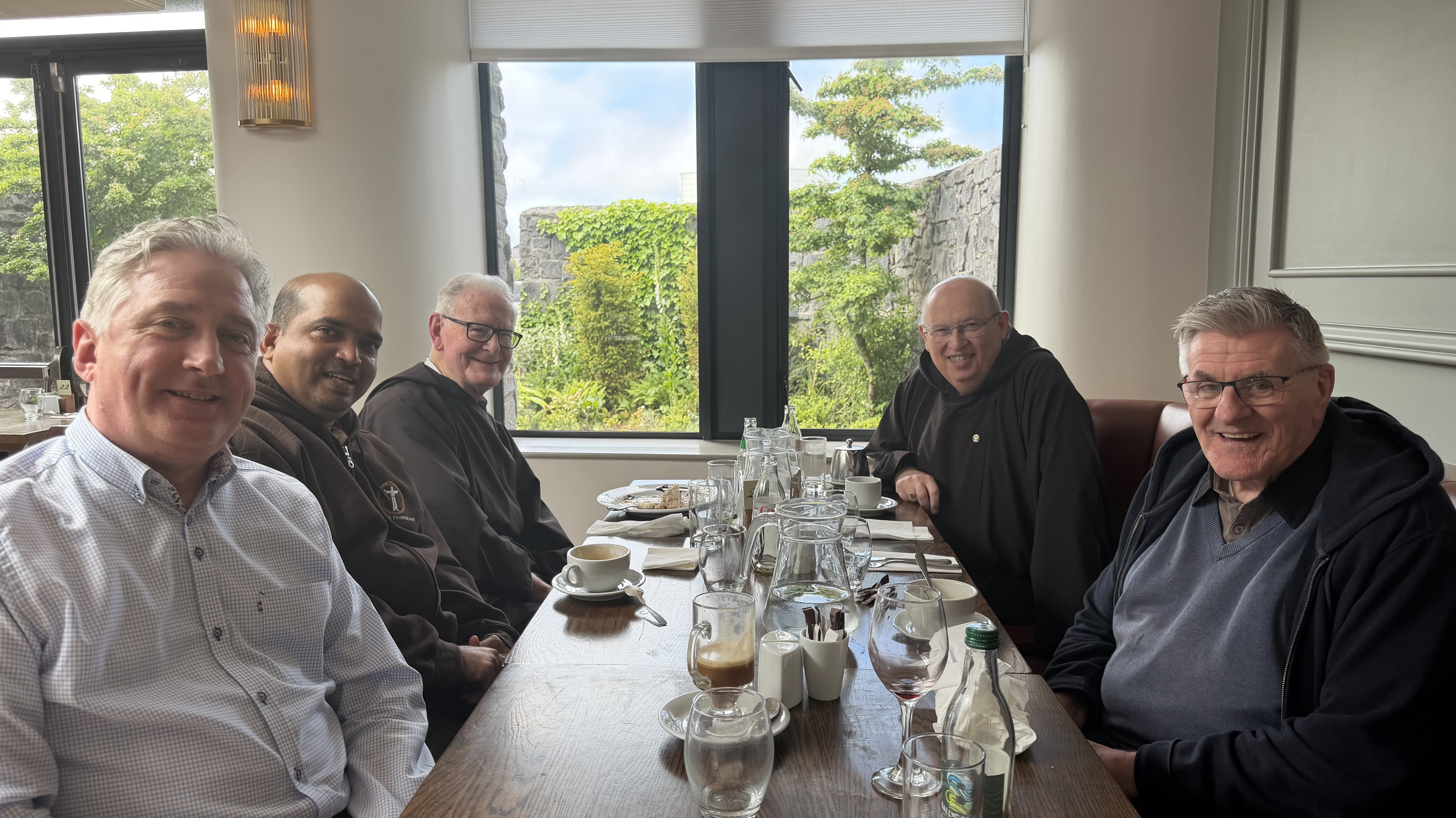 The Knock Capuchin community gathered with Fr. Richard Gibbons, Parish Priest of Knock, around the table of fraternity to share a festive meal in honour of Br. Mathew Clerkin.