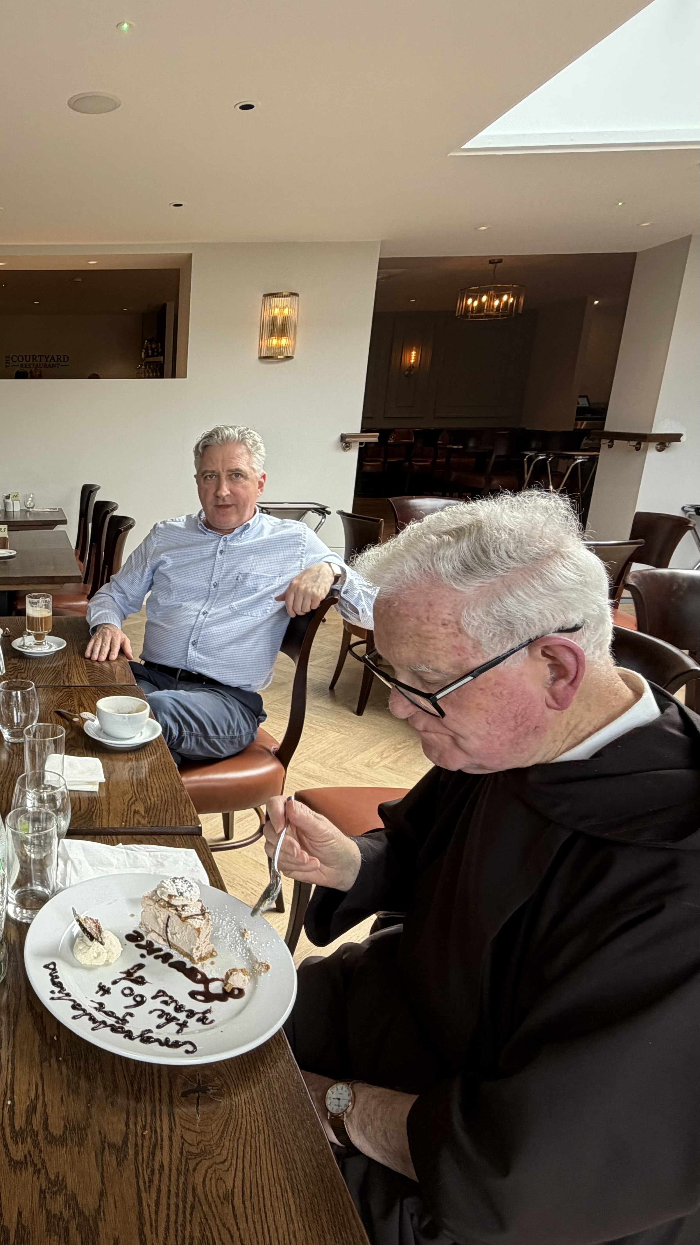 The Knock Capuchin community gathered with Fr. Richard Gibbons, Parish Priest of Knock, around the table of fraternity to share a festive meal in honour of Br. Mathew Clerkin.